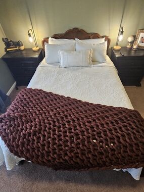 Casaluna Chunky Cable Knit Throw Blanket in Rust color